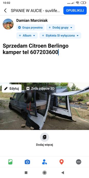Citroen Berlingo kamper pilnie sprzedam