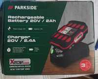 Parkside akumulator 20V 2Ah + ładowarka 2, 4A