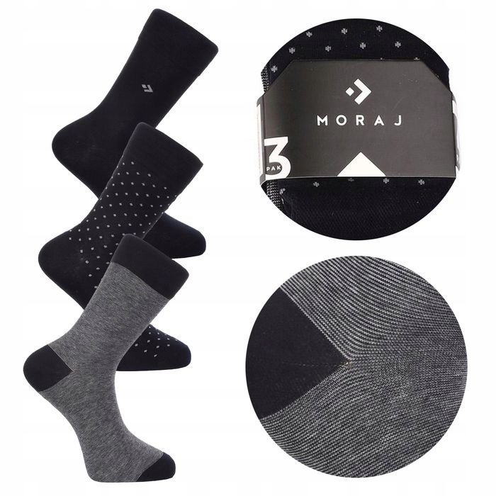 Skarpetki Męskie Bawełniane Wysokie Garniturowe Moraj  3-Pary 39-42