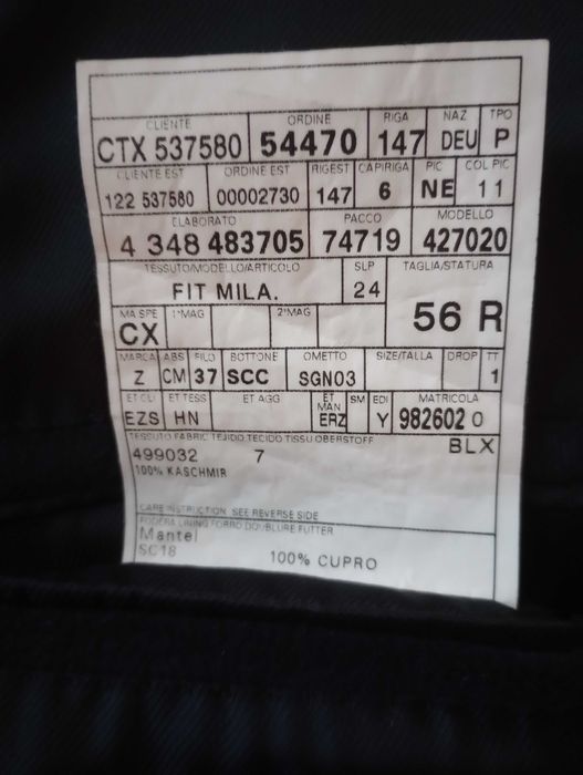 Kaszmirowy płaszcz firmy Ermenegildo Zegna. Pure Cashmere. Roz. 56.