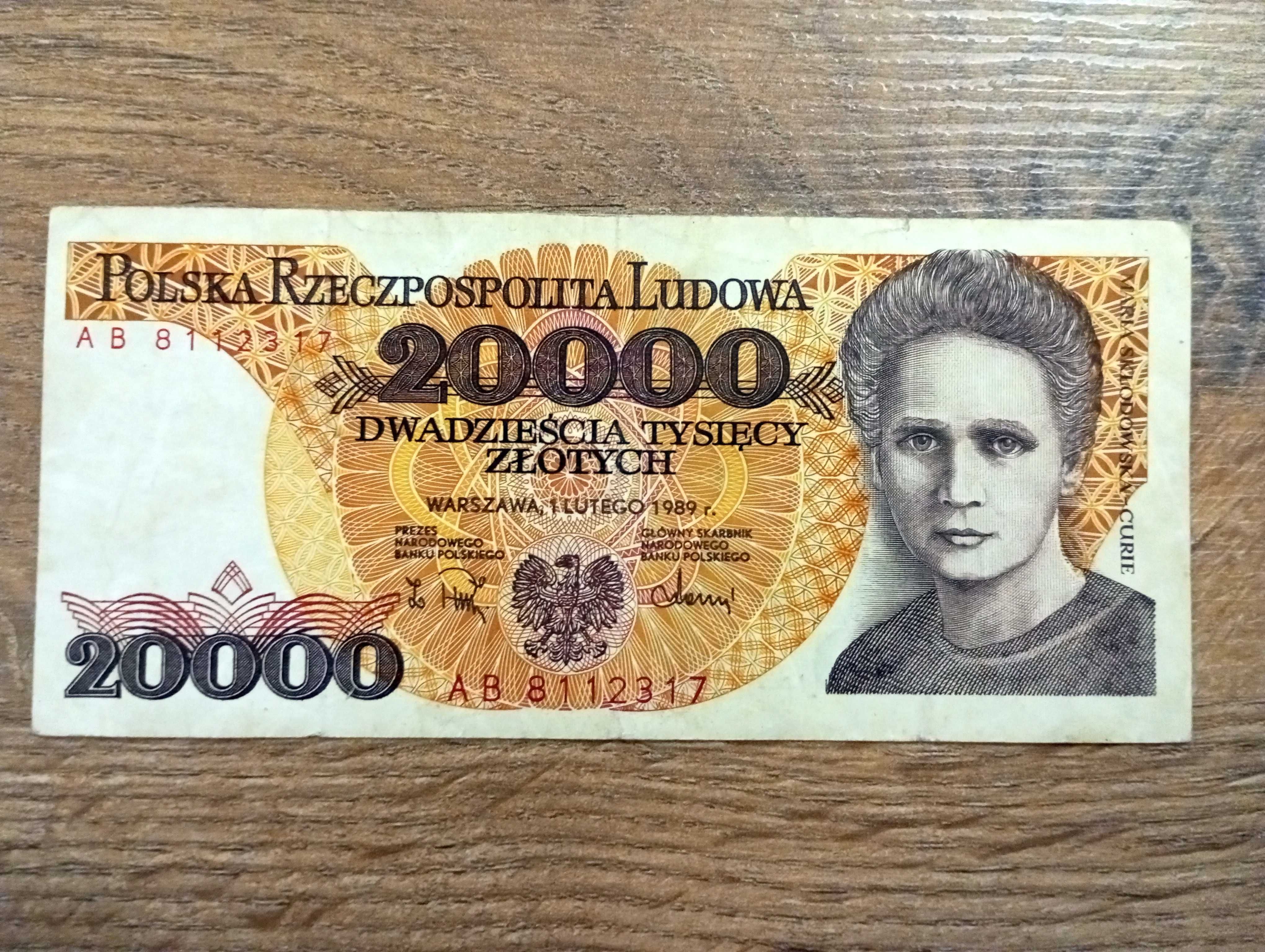 Banknot PRL 20000 zł 1989