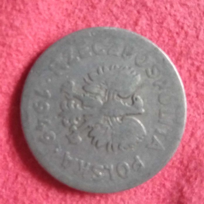 1 zł z PRL-u, z roku 1949 bez znaku MW