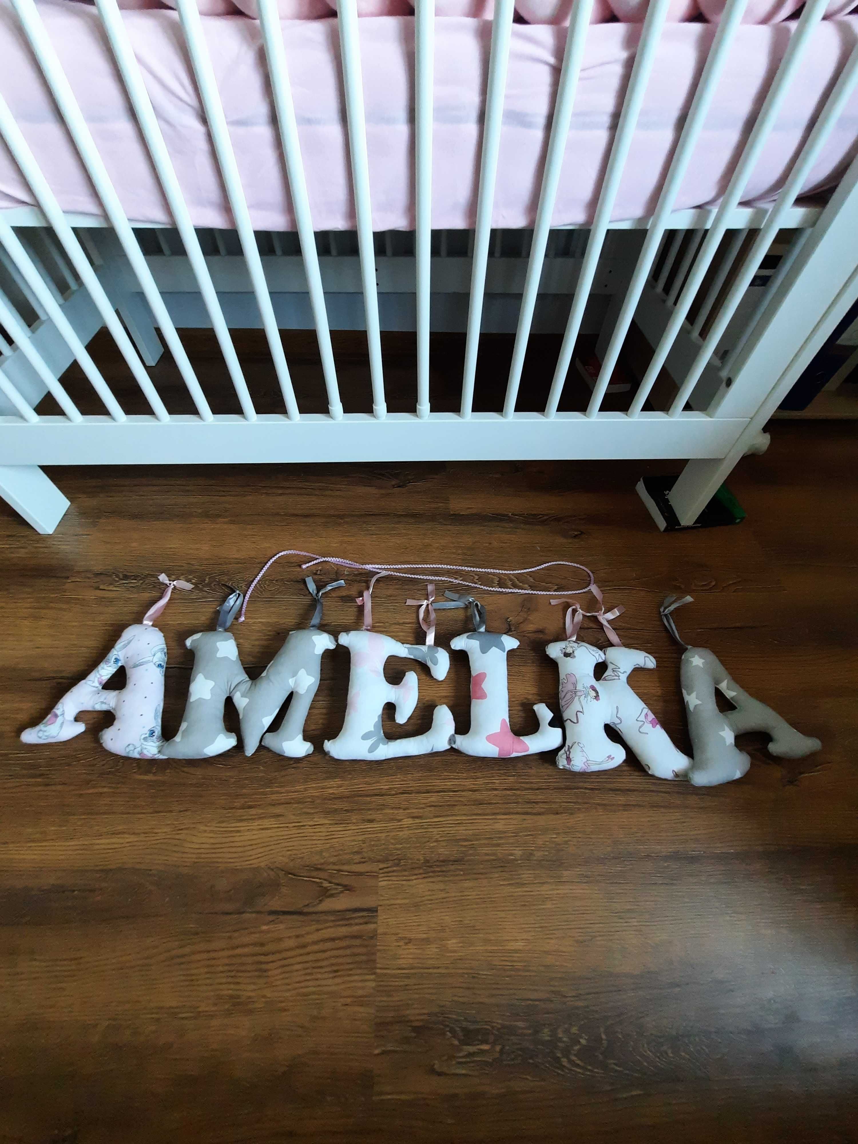 Literki bawełniane napis Amelka