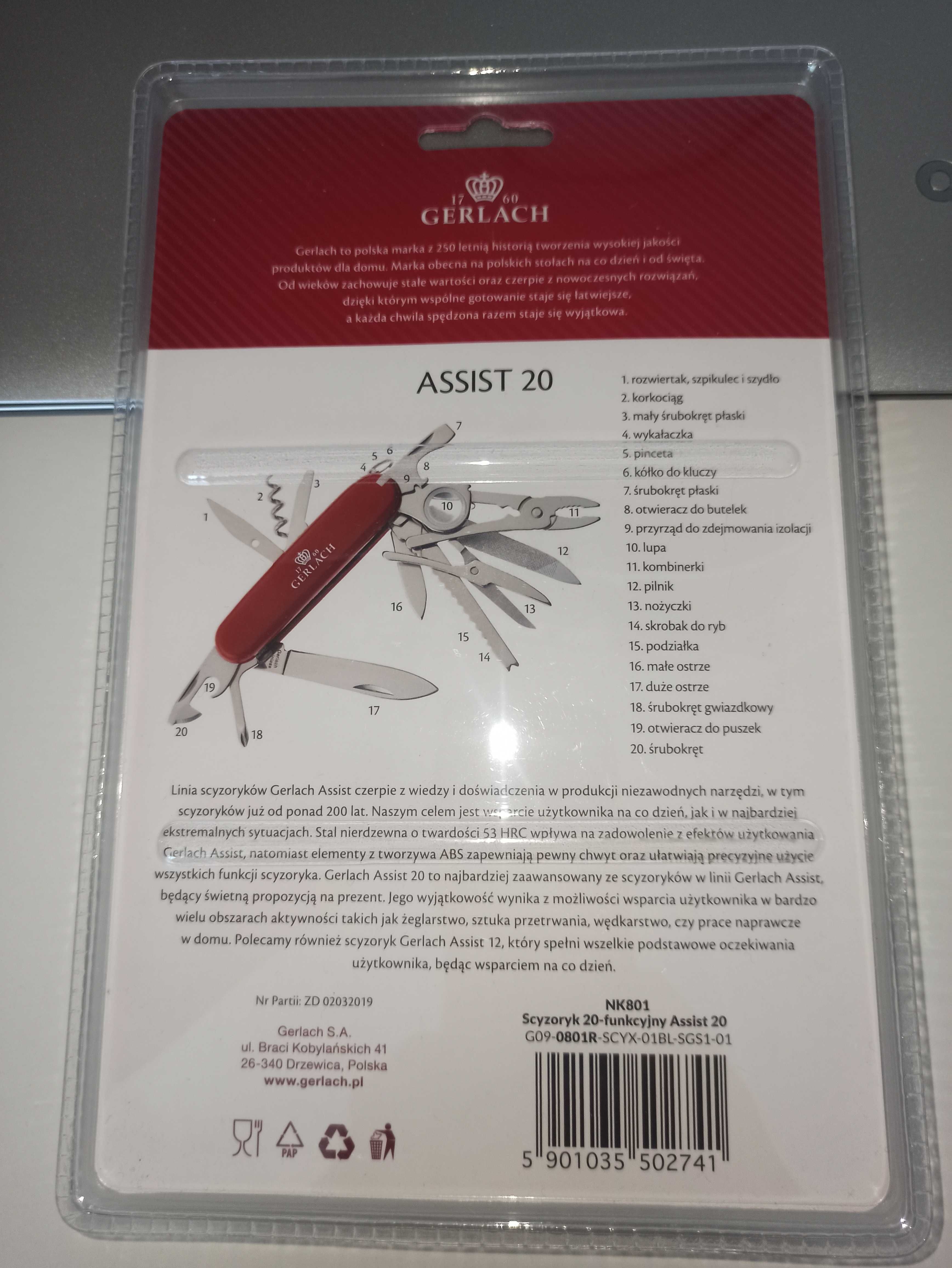 Scyzoryk wielofunkcyjny Gerlach Asist 20