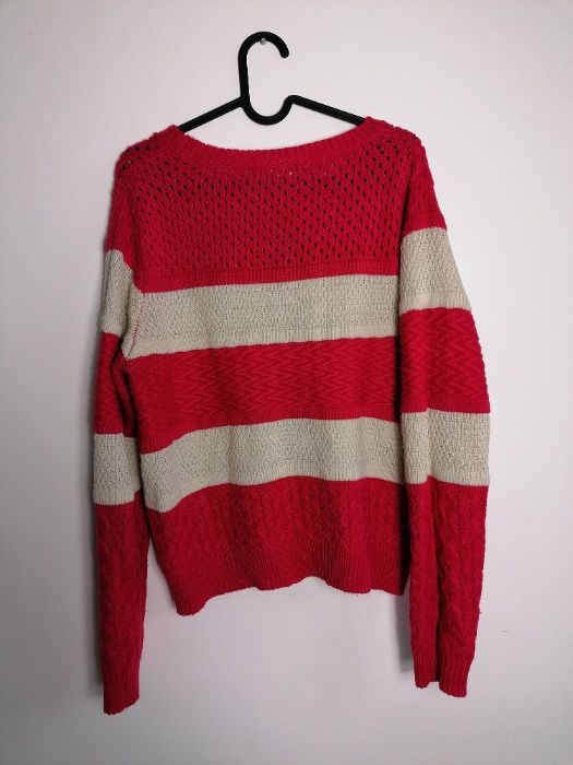 Dorothy Perkins sweter w paski kremowo-malinowy