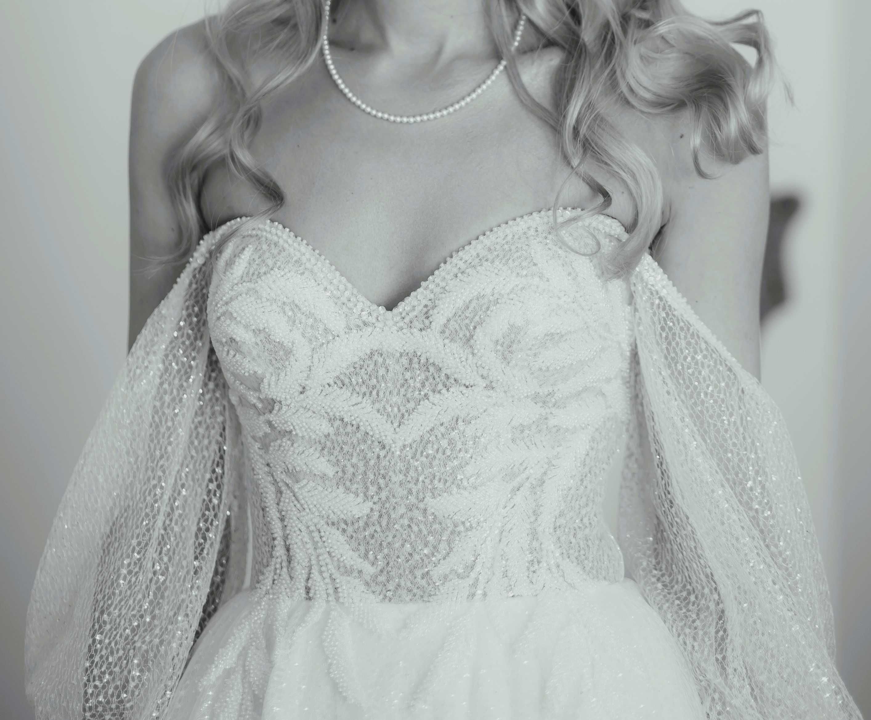 Princess boho fairytale wedding dress Suknia ślubna boho iskrząca XS/S