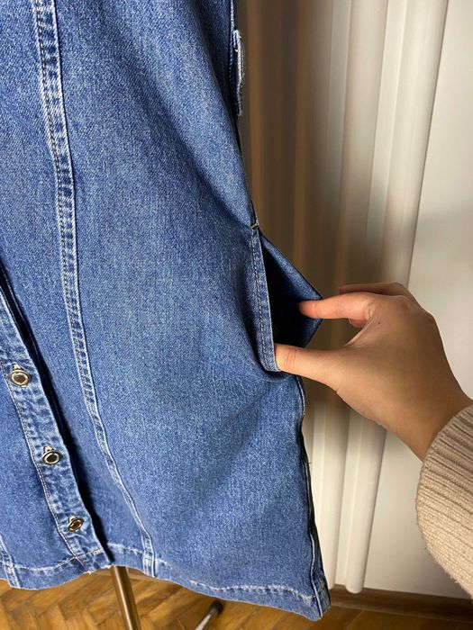 Sukienka krótka mini jeansowa dżinsowa 38 S M Only  kieszenie dekolt