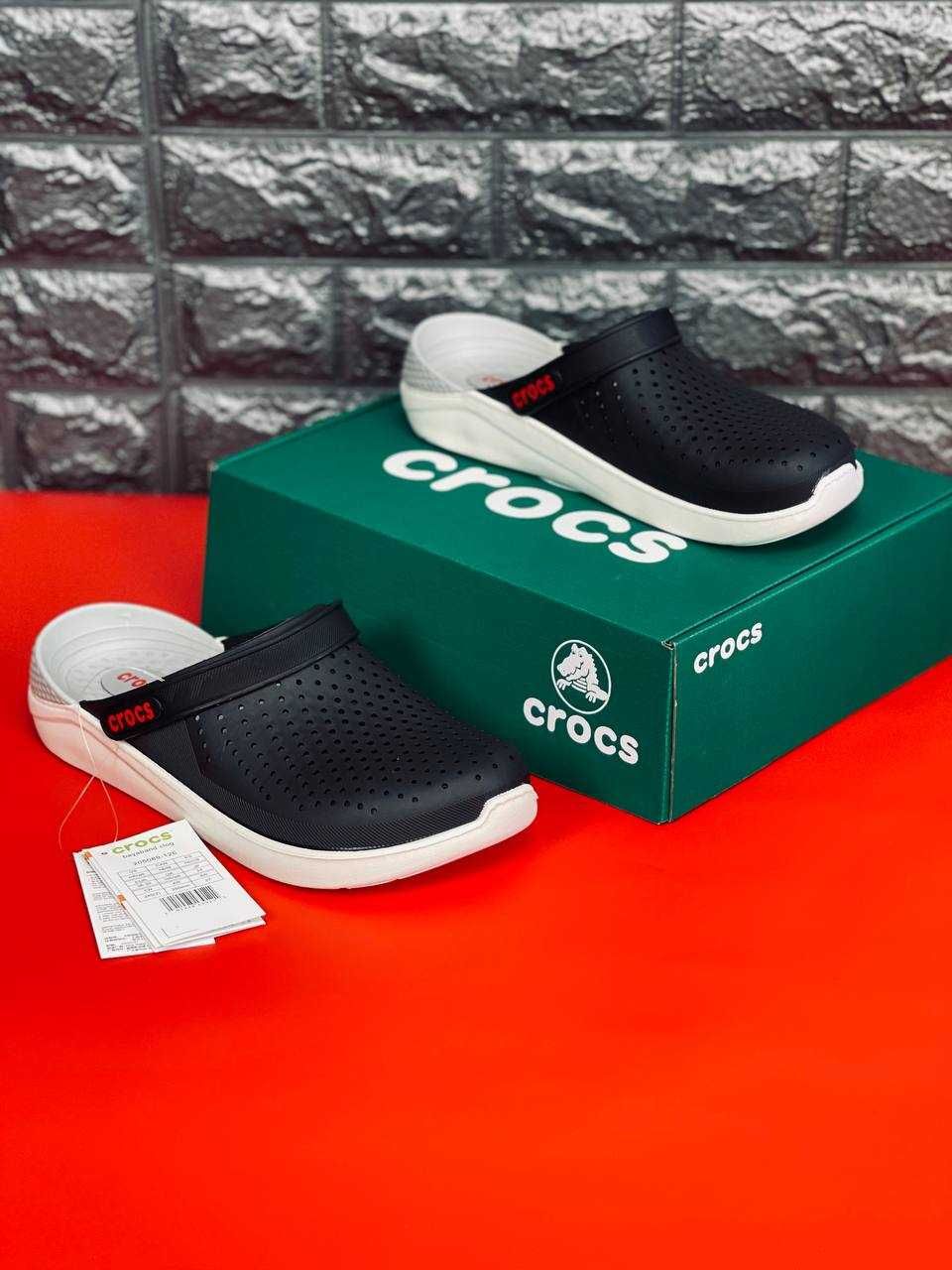 Шльопанці Crocs чоловічі 36-45! Black\White легкие Курортные Крокс