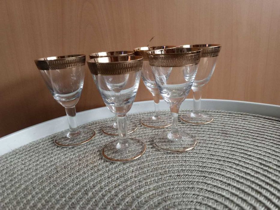 Рюмки на ножке с позолотой, Богемия Bohemia 6 шт (20 мл)