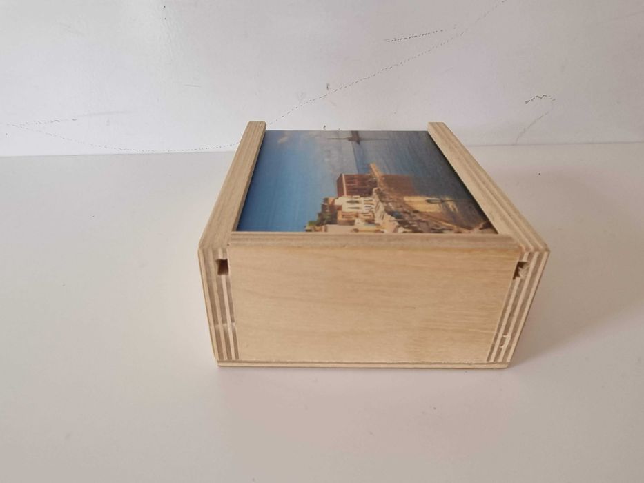 Pudełko drewniane Grecja morze  puzderko na biżuterię przechowywania