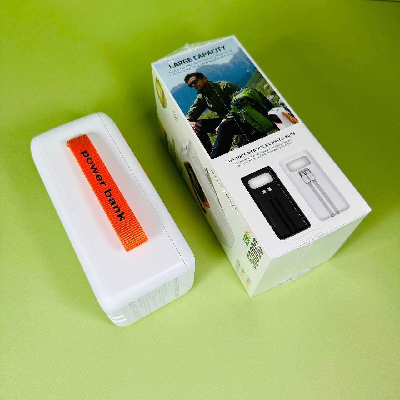 Повербанк павербанк Power bank на 50000 mAh 22.5W з лампою 2 кабелями