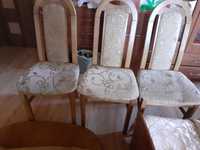Zestaw 8 krzeseł + rozkladany drewniany stół