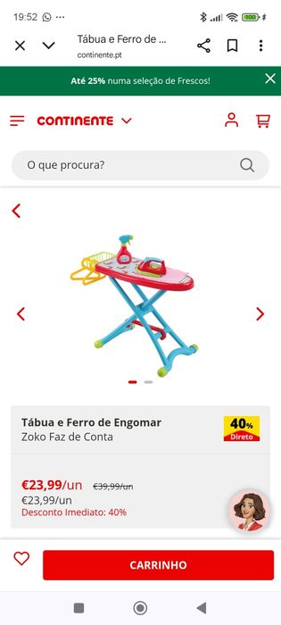 Tabua passar a ferro de brincar