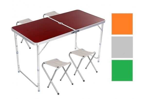 Стол алюминиевый раскладной для пикника + 4 стула, чемодан Красный