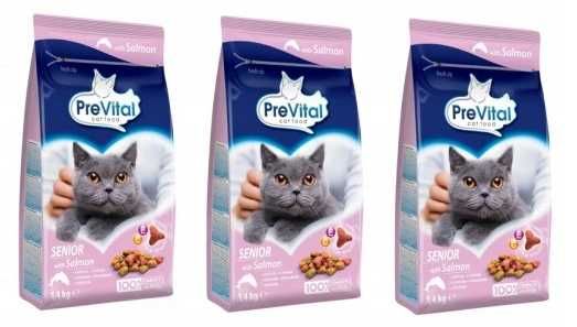 PREVITAL łosoś senior karma sucha dla kotów 1,4kg x 3
