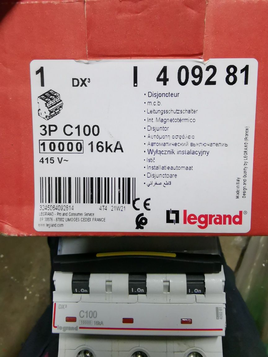 Wyłącznik nadprądowy Legrand  3P C 100A 10/16kA AC S313 DX3