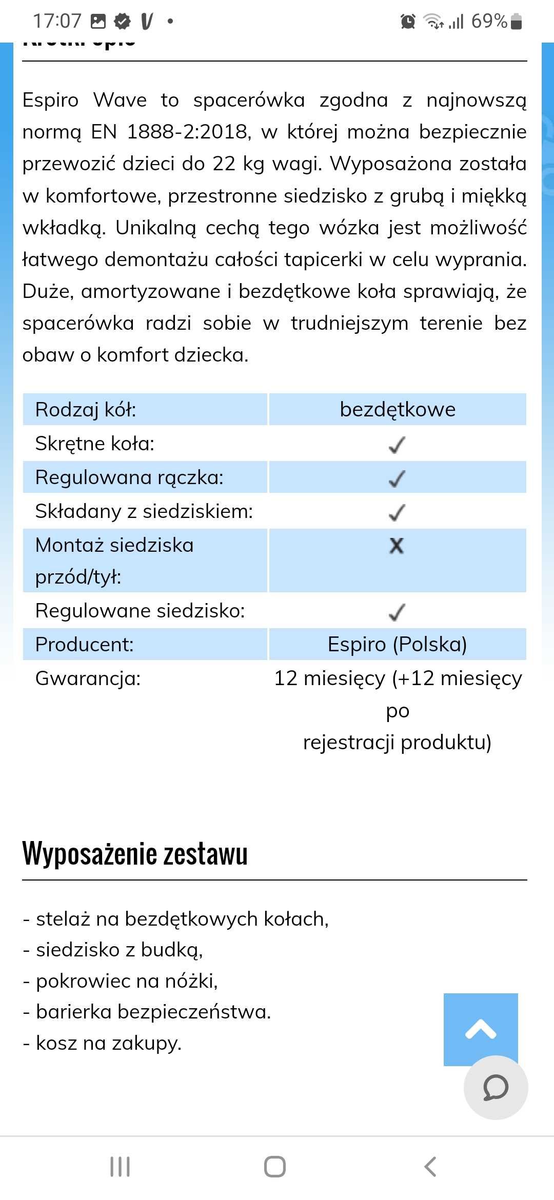 Wózek spacerowy baby desing wave