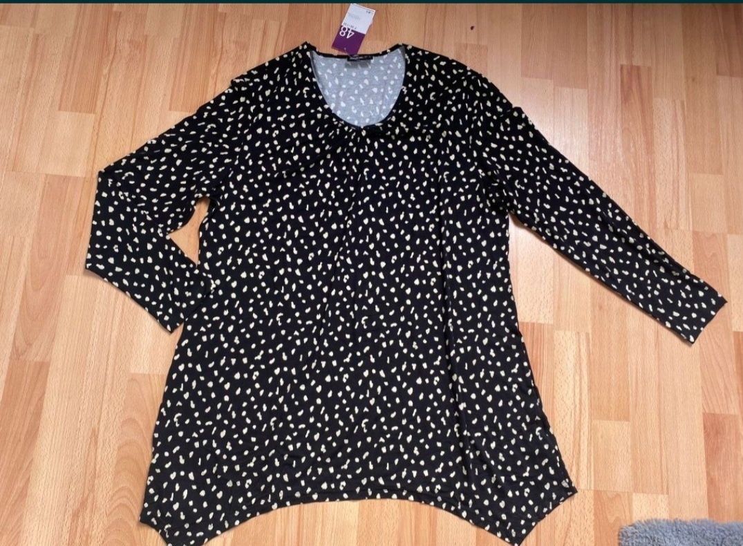 Nowa dłuższa bluzka tunika r 48 4xl duża plus size wiskoza