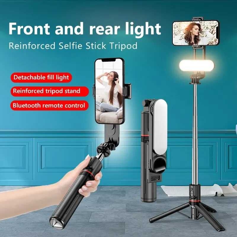 Mini statyw INRAM-L15 Selfie Stick składany ze światłem , Bluetooth