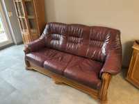 Sofa rozkładana + fotel kanapa skóra naturalna