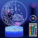 Lampa LED TOPJOWGA 3D Księżycowa na Ramadan, 16 kolorów, zdalna