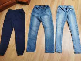 spodnie jeansy 2 pary plus dresy 140- 152
