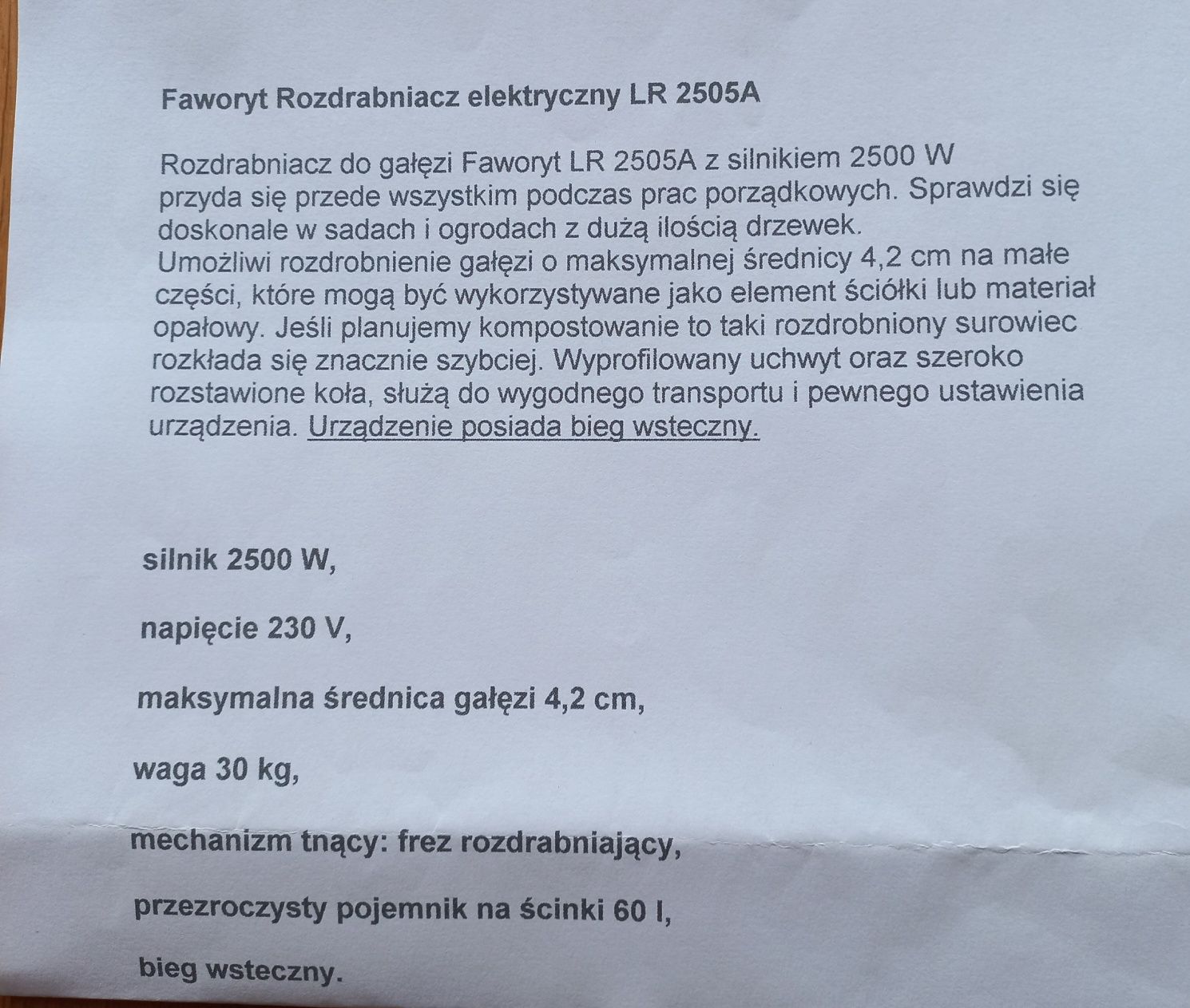 Rozdrabniacz elektryczny FAWORYT