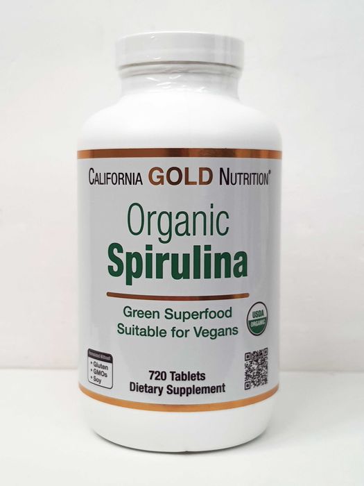 Органічна спіруліна California Gold Nutrition, 500 мг, 240/720 таб