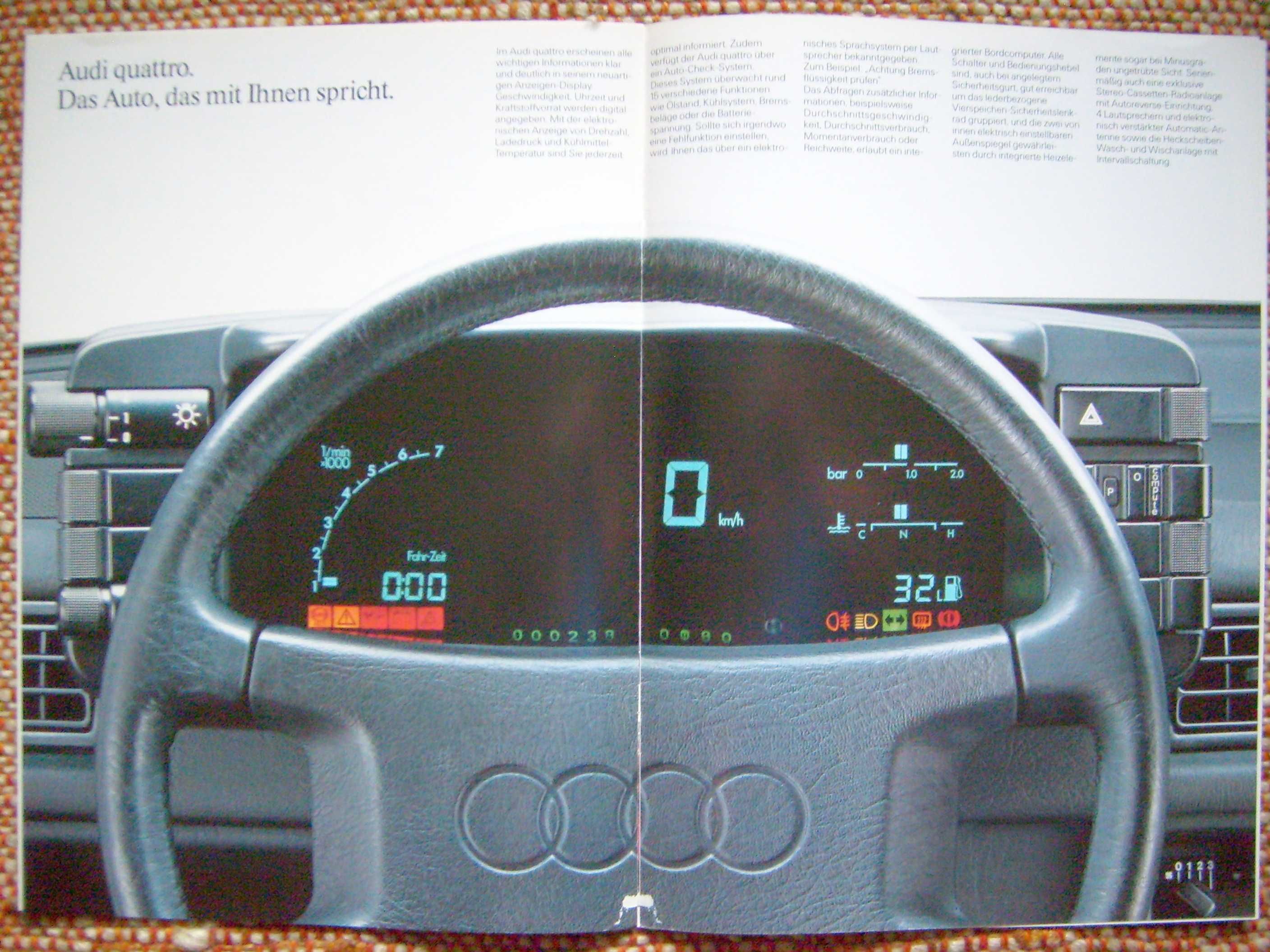 AUDI Quattro 2.2 Typ 85 / B2 * prospekt 1987 rok, 16 stron