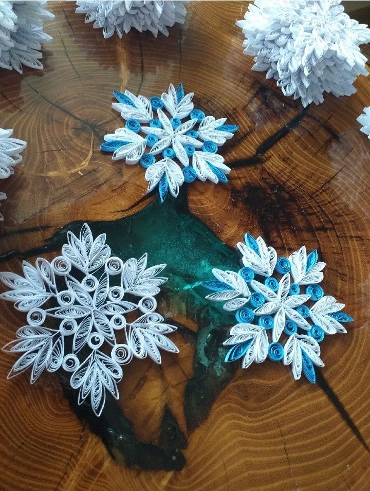 Śnieżynki gwiazdki na okno choinkę QUILLING RĘKODZIEŁO