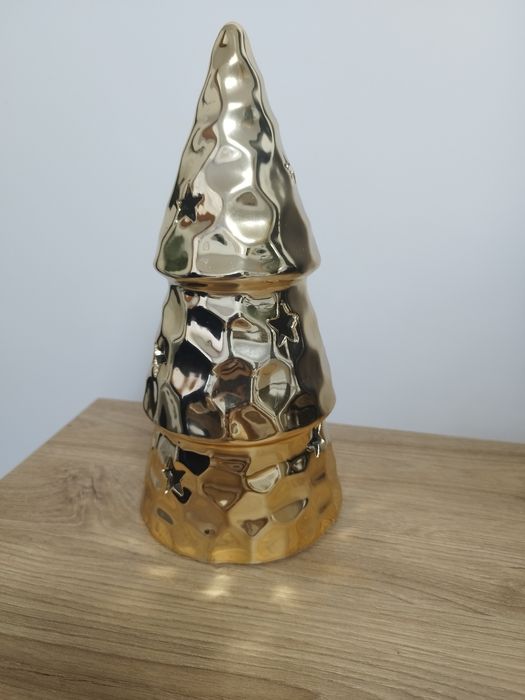 Złoty lampion świecznik LED na baterie