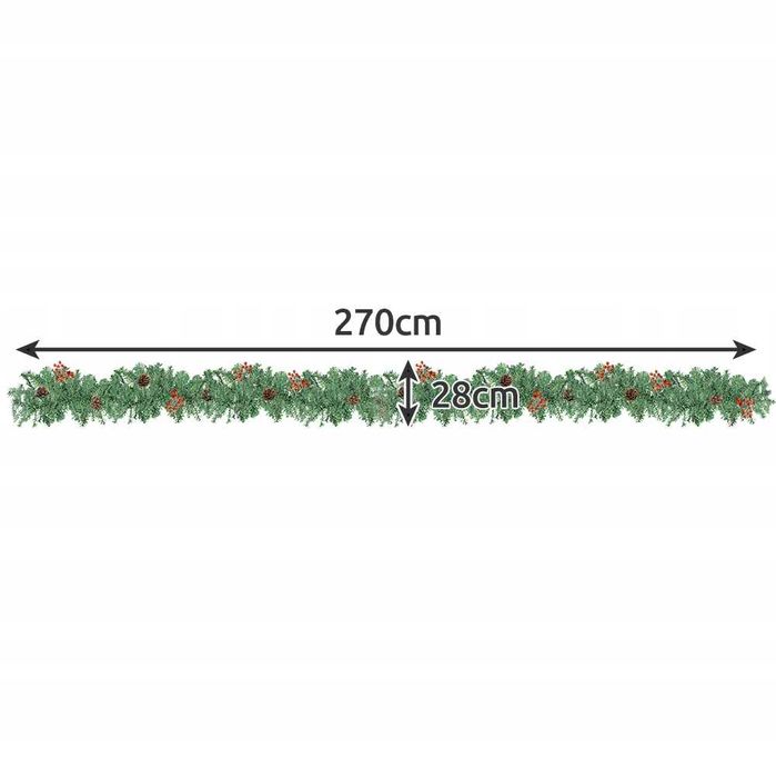 Girlanda Choinkowa Łańcuch Świąteczna 270 cm Sztuczna LED Zielona
