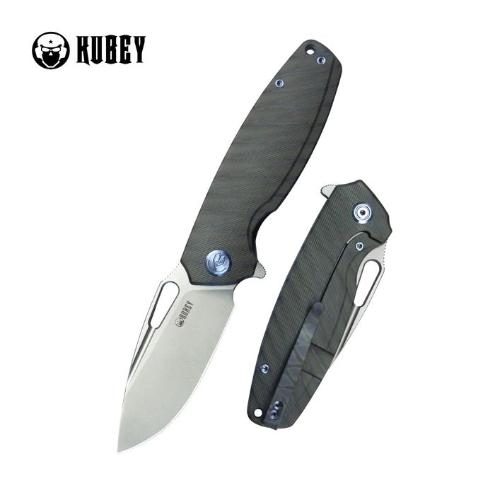 Nóż składany Kubey Tityus Flamed Titanium, Bead Blasted 14C28N (KB360E