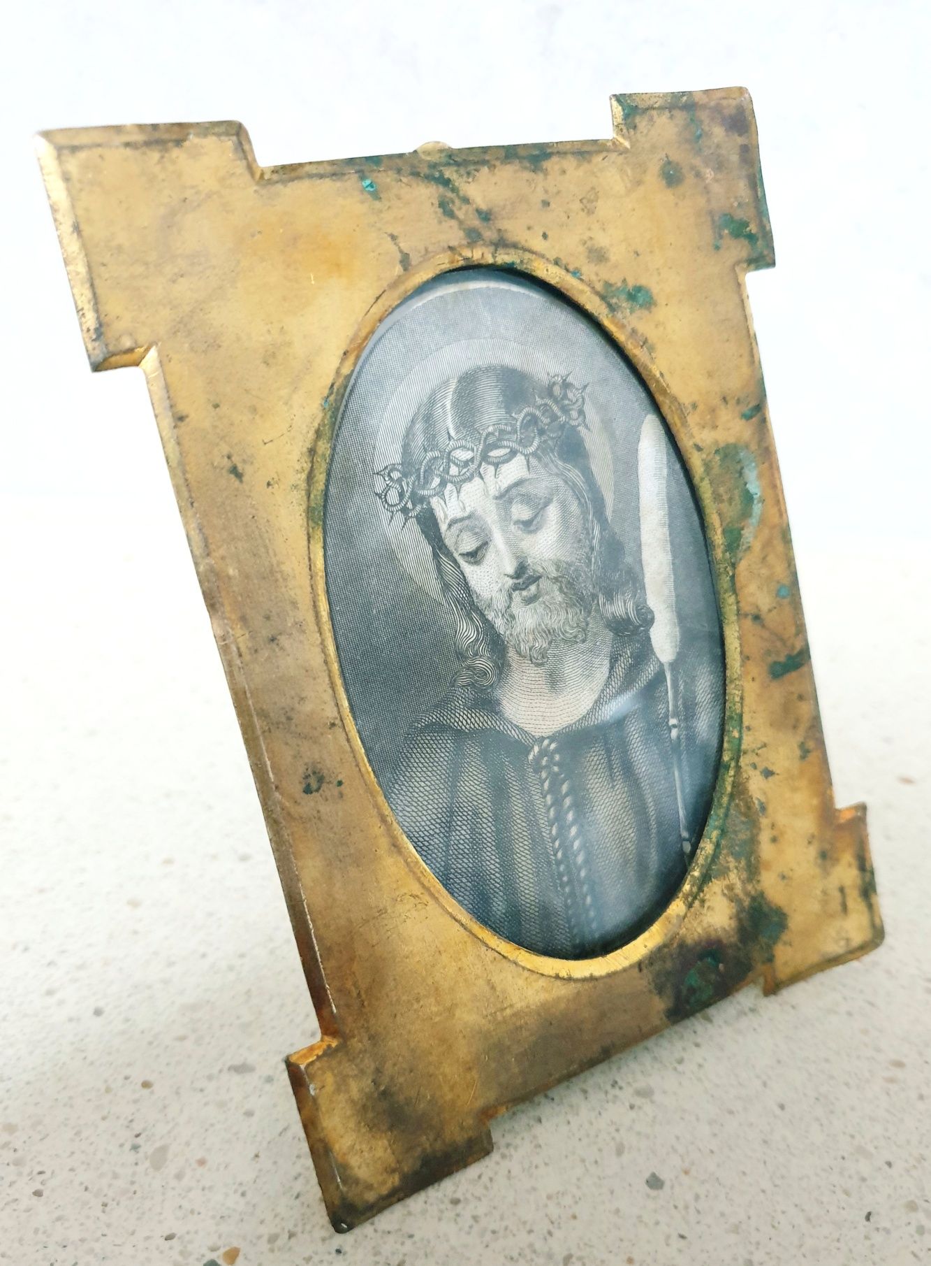 Antiga imagem de Cristo em moldura dourada Sec. XIX