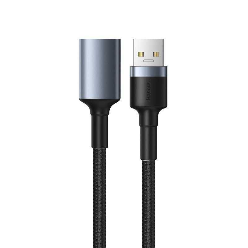 Kabel Przedłużający USB 3.0 Baseus Cafule, 2A, 1m Czarno-Szary
