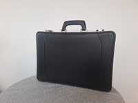 Skórzana czarna walizka, neseser na dokumenty / laptopa