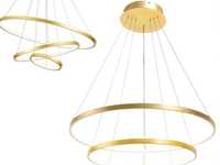 Lampa sufitowa wisząca LED 3 ringi złota żyrandol