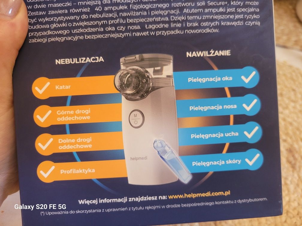 Nowa maseczka i ustnik do nebulizatora siateczkowego Nebucare Helpimed