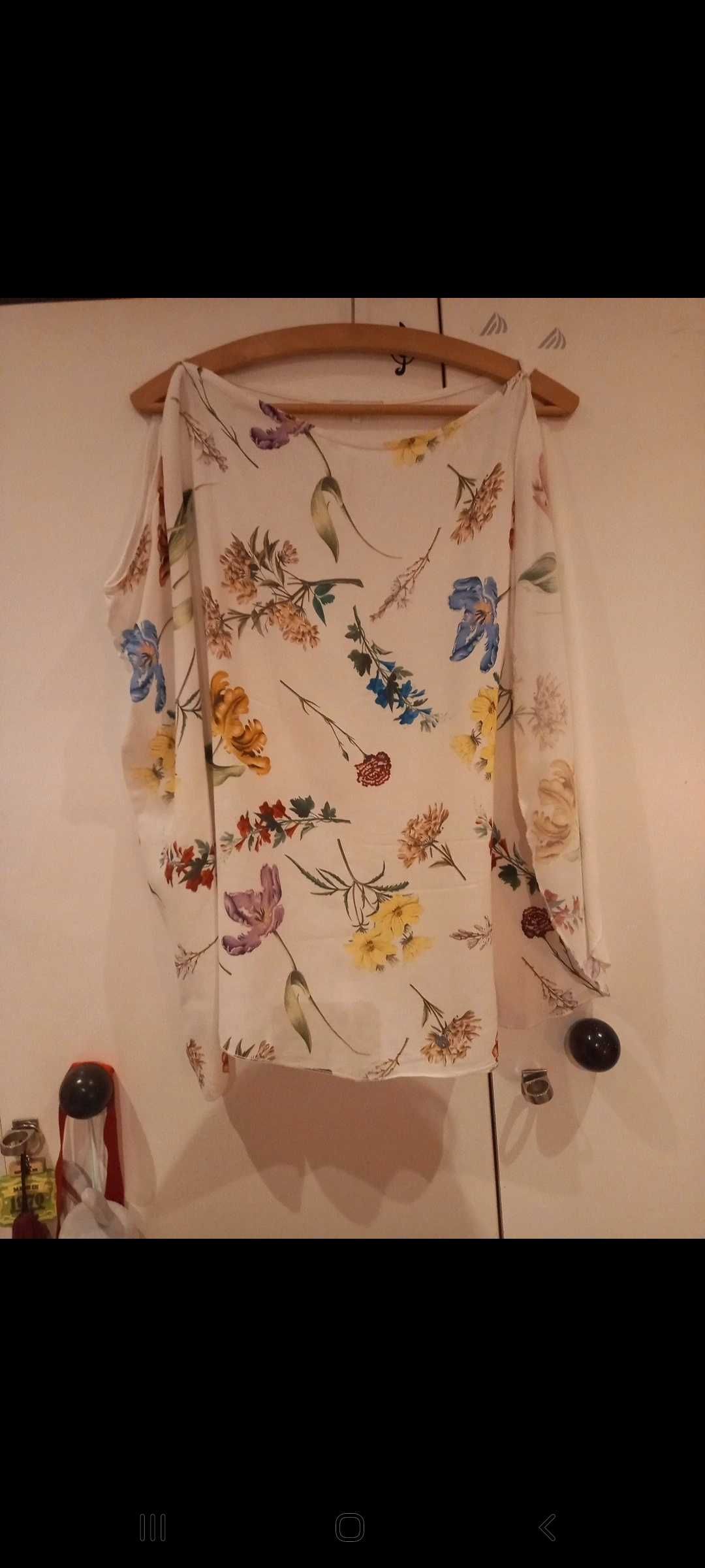 Blusa de cavas, branca com flores - S - Salsa