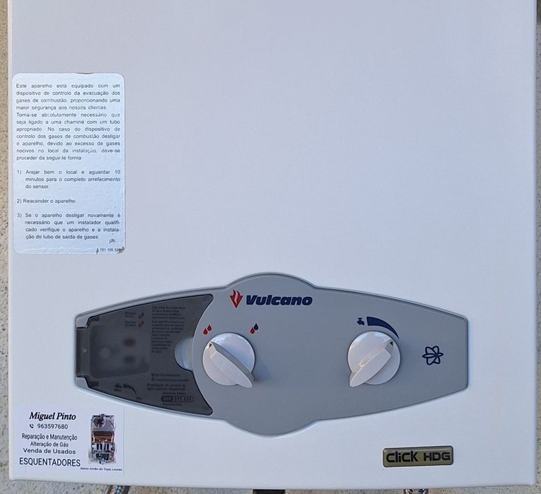 Esquentador Vulcano Inteligente Gás Garrafa 11Litros