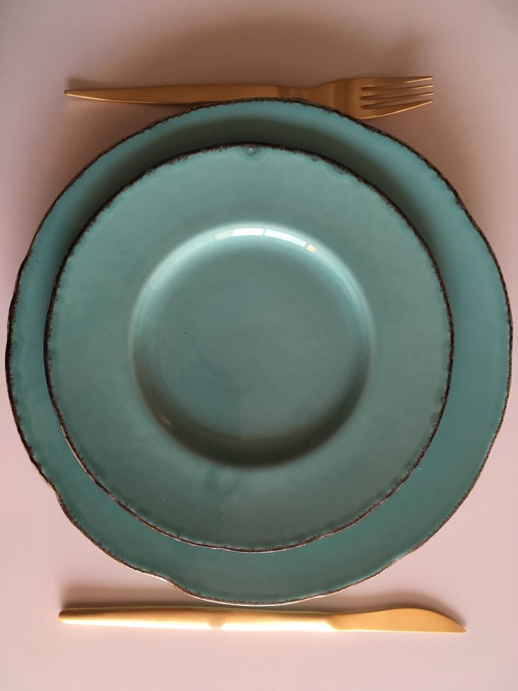 3 Conjuntos de Pratos modernos em cerâmica azul