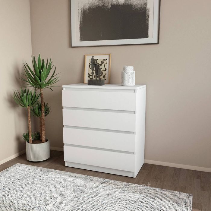 Комод на 4 шухляди без ручок FT-215 800x400x1000 мм Білий