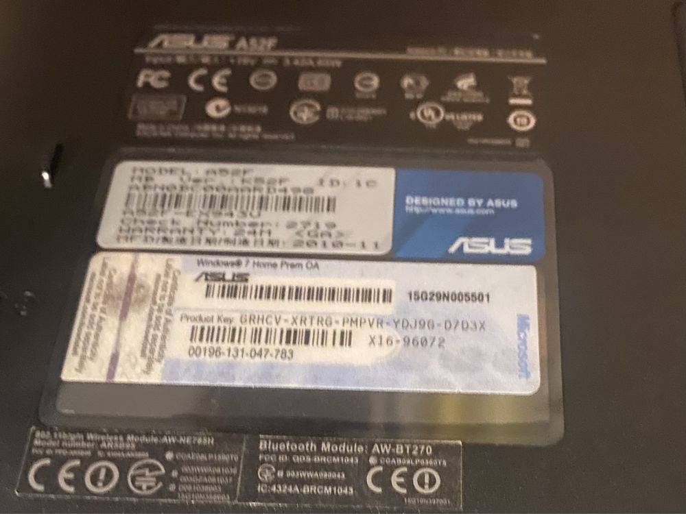 Laptop Asus A52F