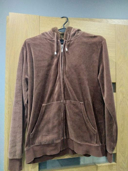 Świetna brązowa bluza welurowa rozm M/L biust od 100 do 110cm