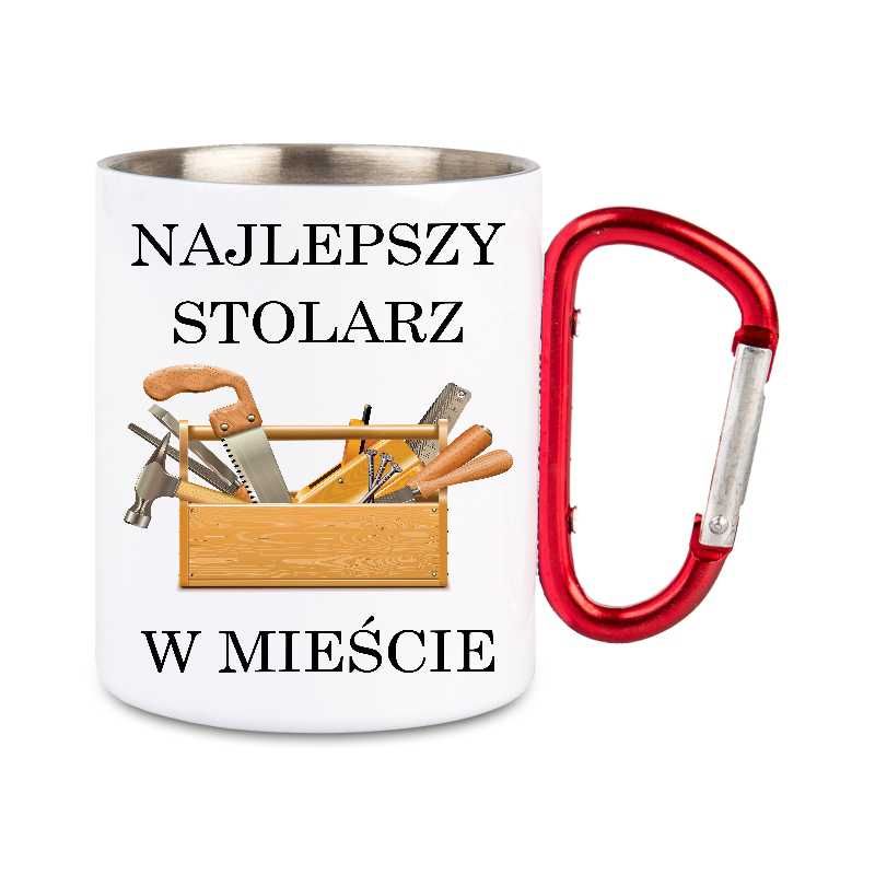 Kubek metalowy z karabińczykiem Stolarz, Śmieszne, 015