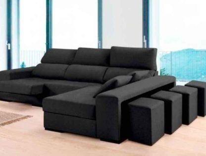 Sofá Chaise Long c/ arrumação e 4 puffs em estado NOVO