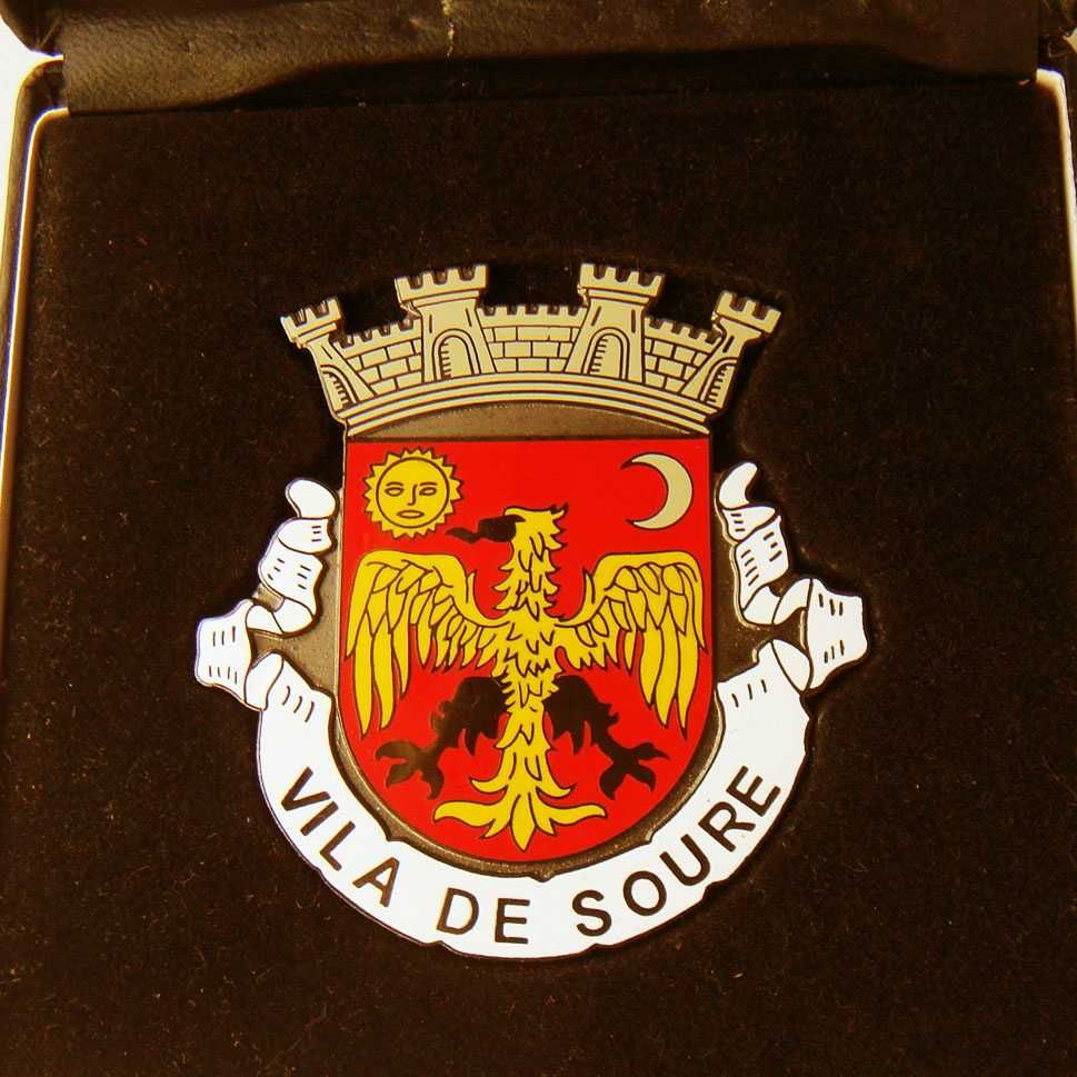 Medalha Emblema em Esmalte Brasão de Vila de Soure Coimbra em Estojo