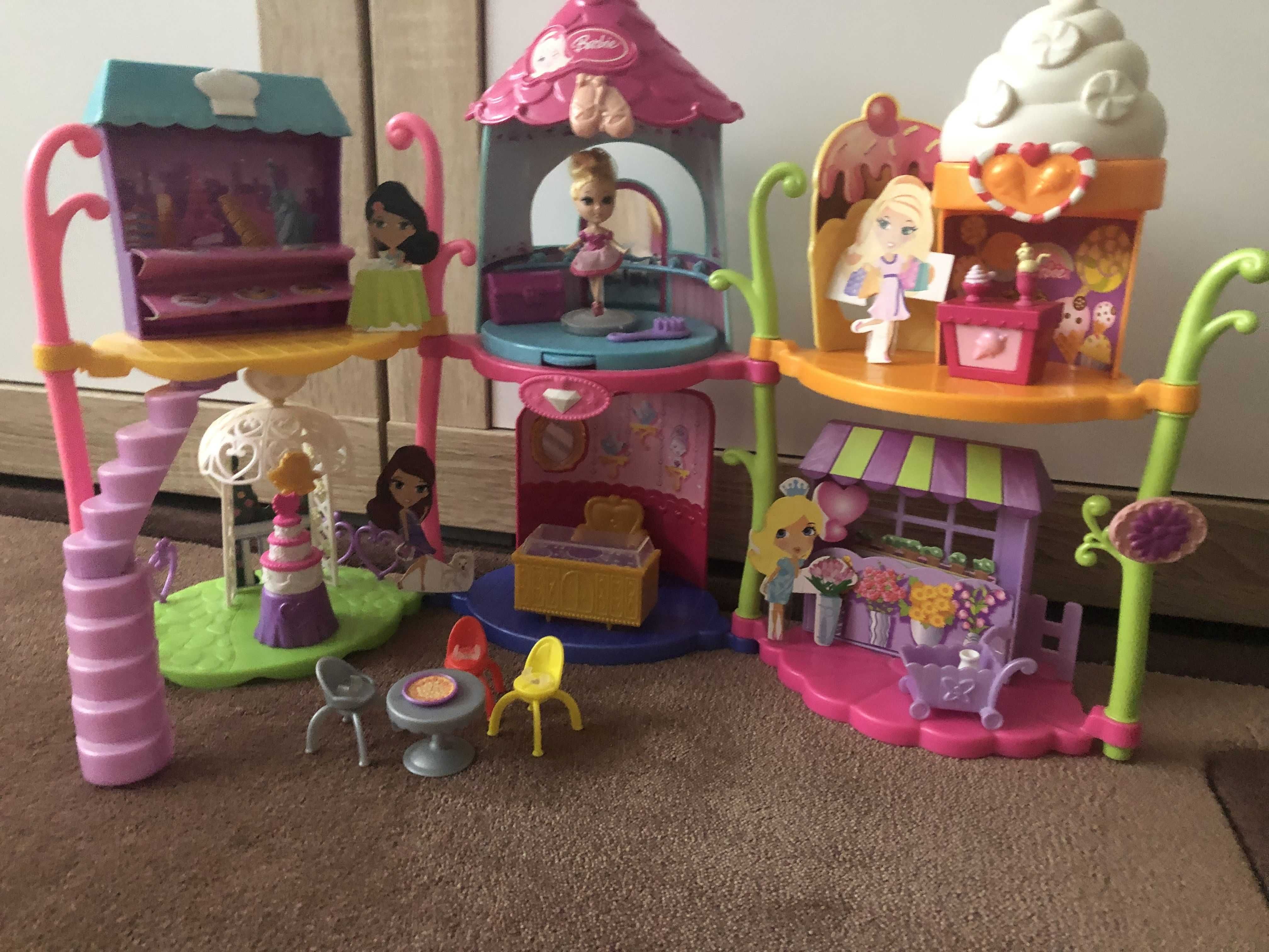 Mini Barbie domek "galeria handlowa" z akcesoriami i laleczkami