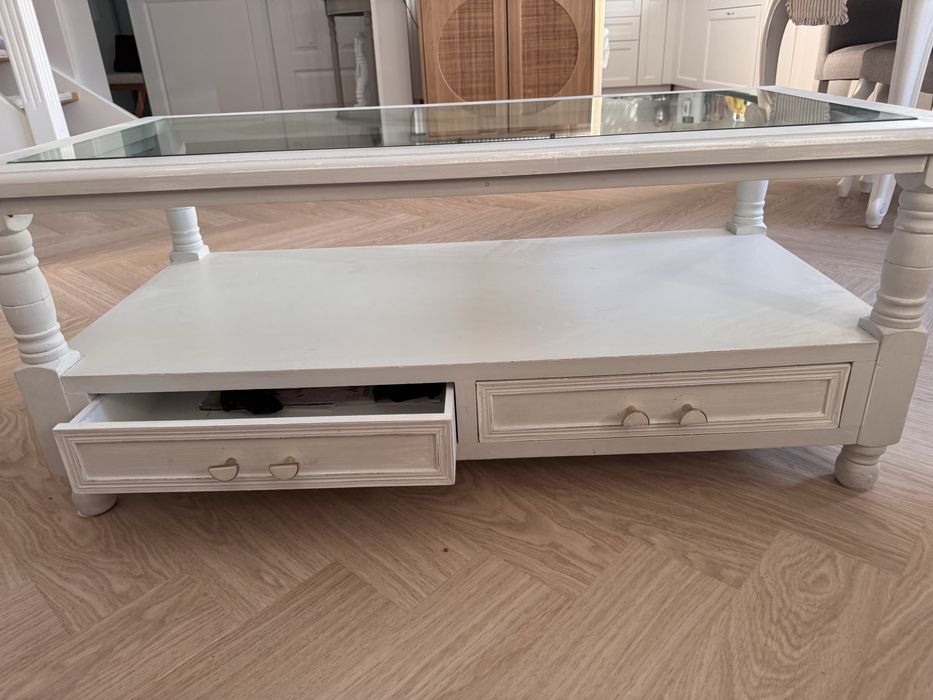 Drewniana ława biała 55/110/wys.45