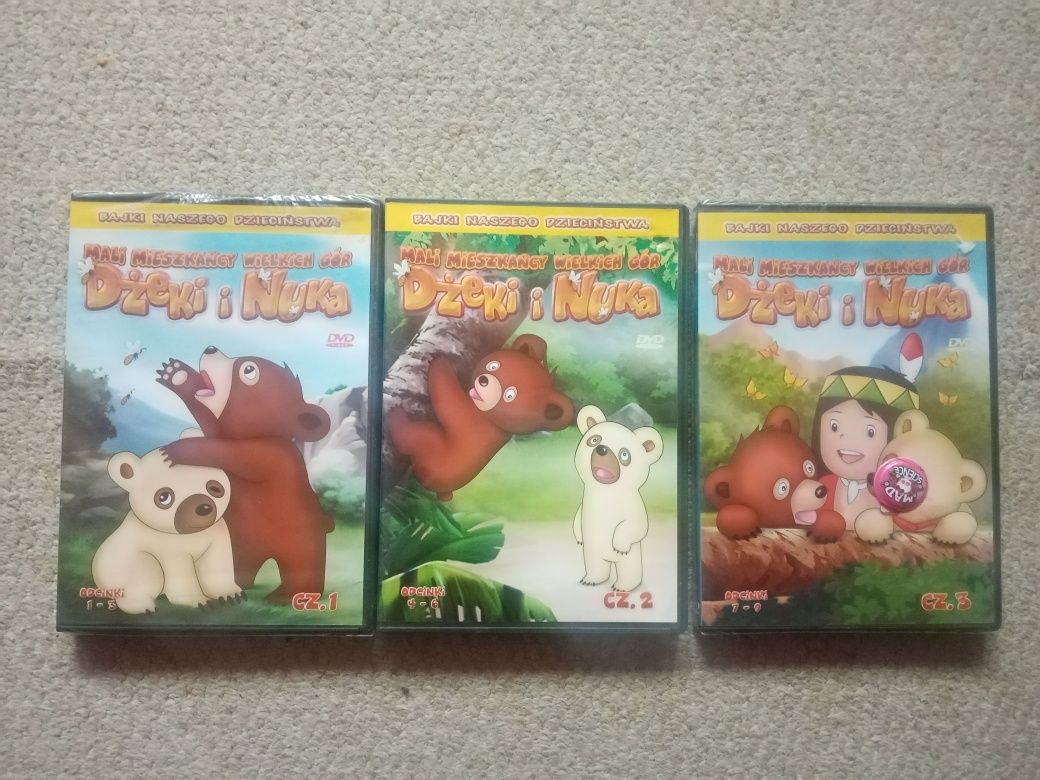 9 szt. Bajki DVD dla małych dzieci Dżeki i Nuka, Clifford, Hello Kitty